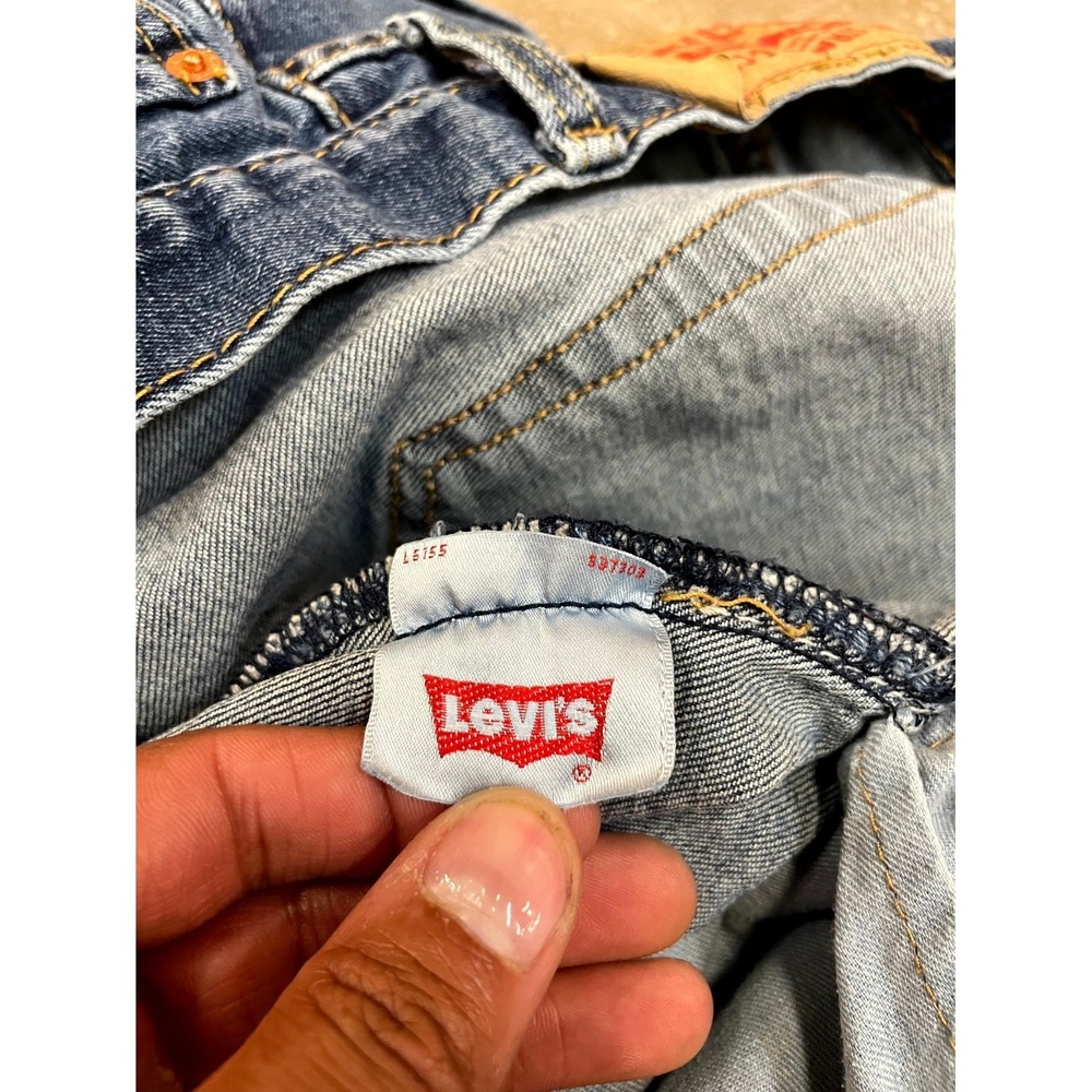 Levi's 501 Original Jeans Mens 34x32 Blue Denim Cotton Stretch Mid Rise Straight - Picture 10 of 16